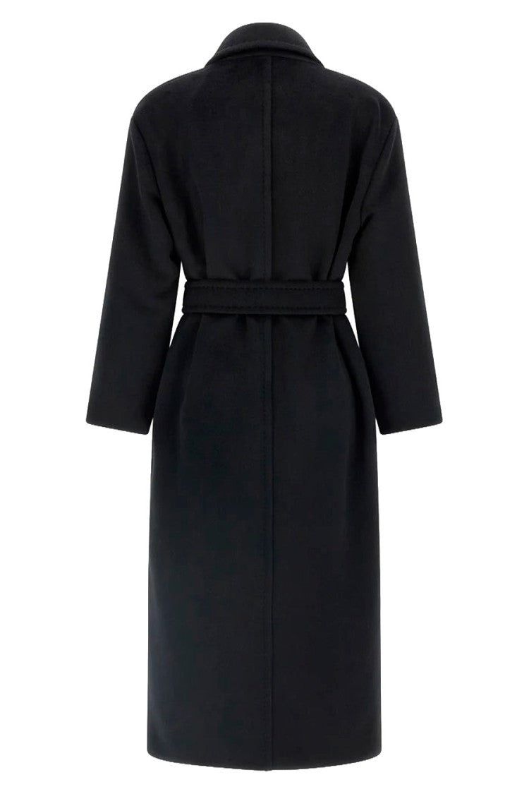 Max Mara Black Mstgiambo Belted Long Virgin Wool Coat