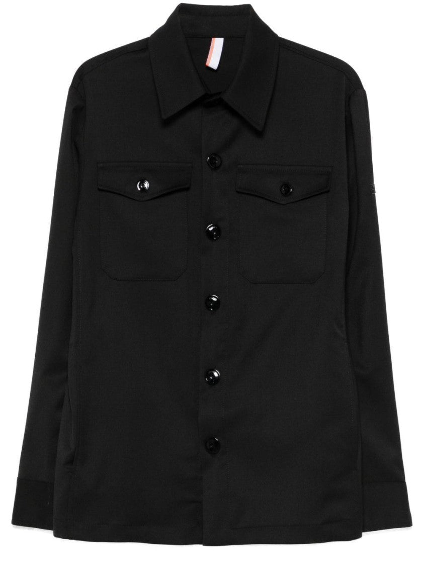 Pmds Button-Fastening Black Shirt Jacket With Flap Pockets