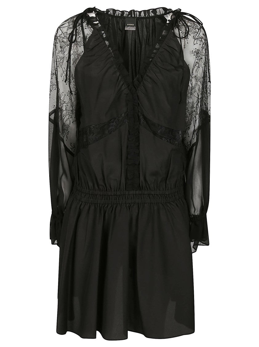 Pinko Aggie Raffle Trim Lace Mini Dress
