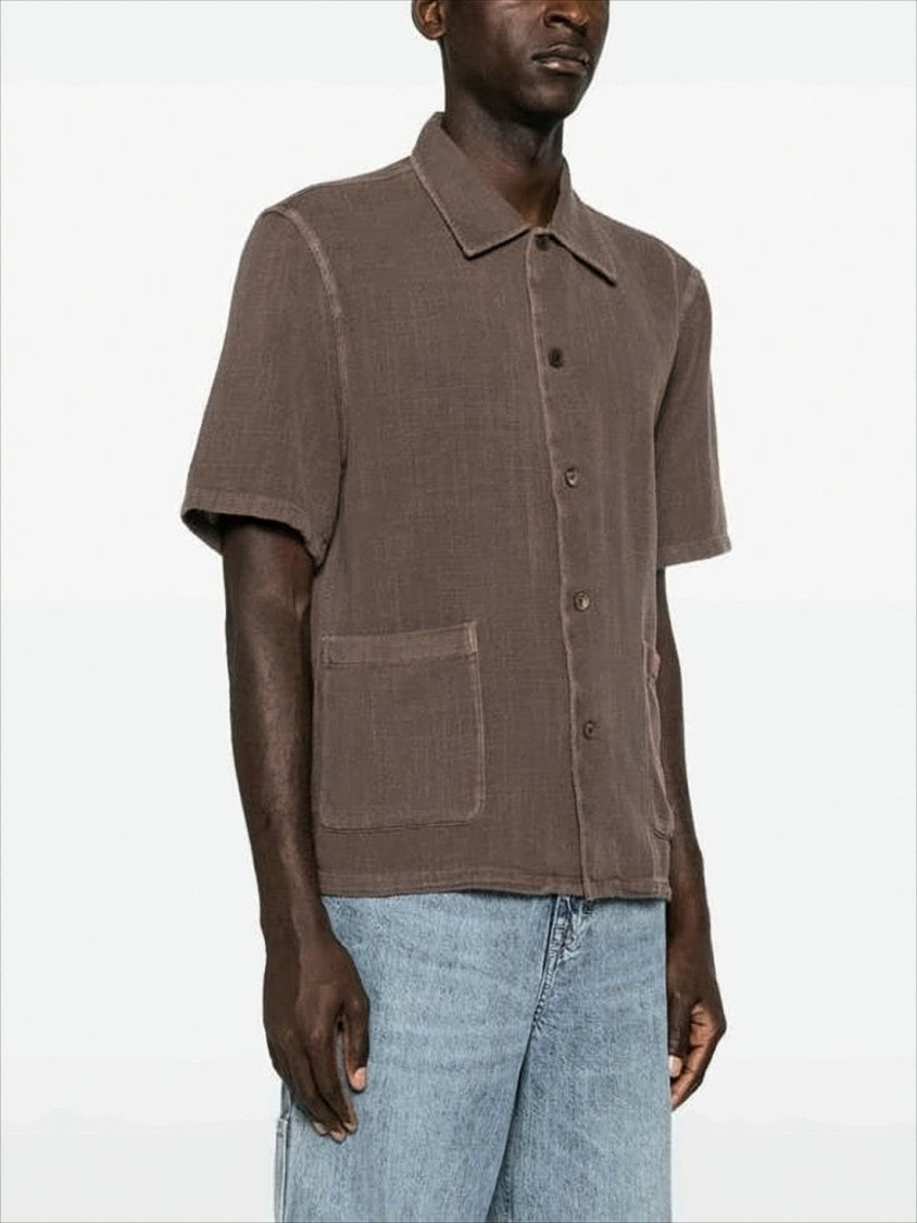 Our Legacy Boxy Brown Short-Sleeve Shirt