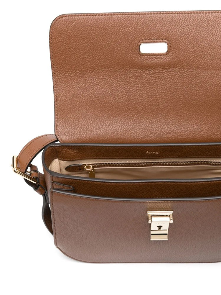 Bally Textured Cow Leather Shoulder Bag With Gold Hardware