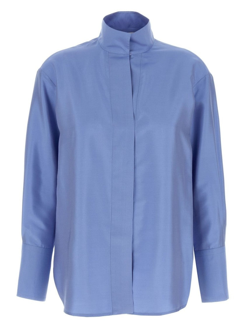 Alberto Biani Clear Blue Shirt With High Collar