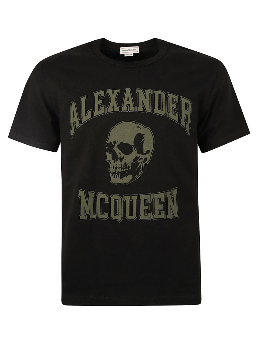 Alexander Mcqueen Black Cotton T-Shirt With Bold Skull Graphic
