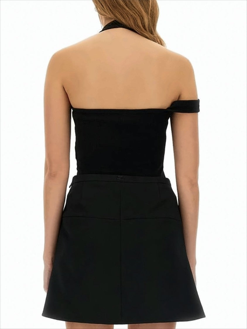 Courrèges Asymmetrical Black Sleeveless Top With Edgy One-Shoulder Design
