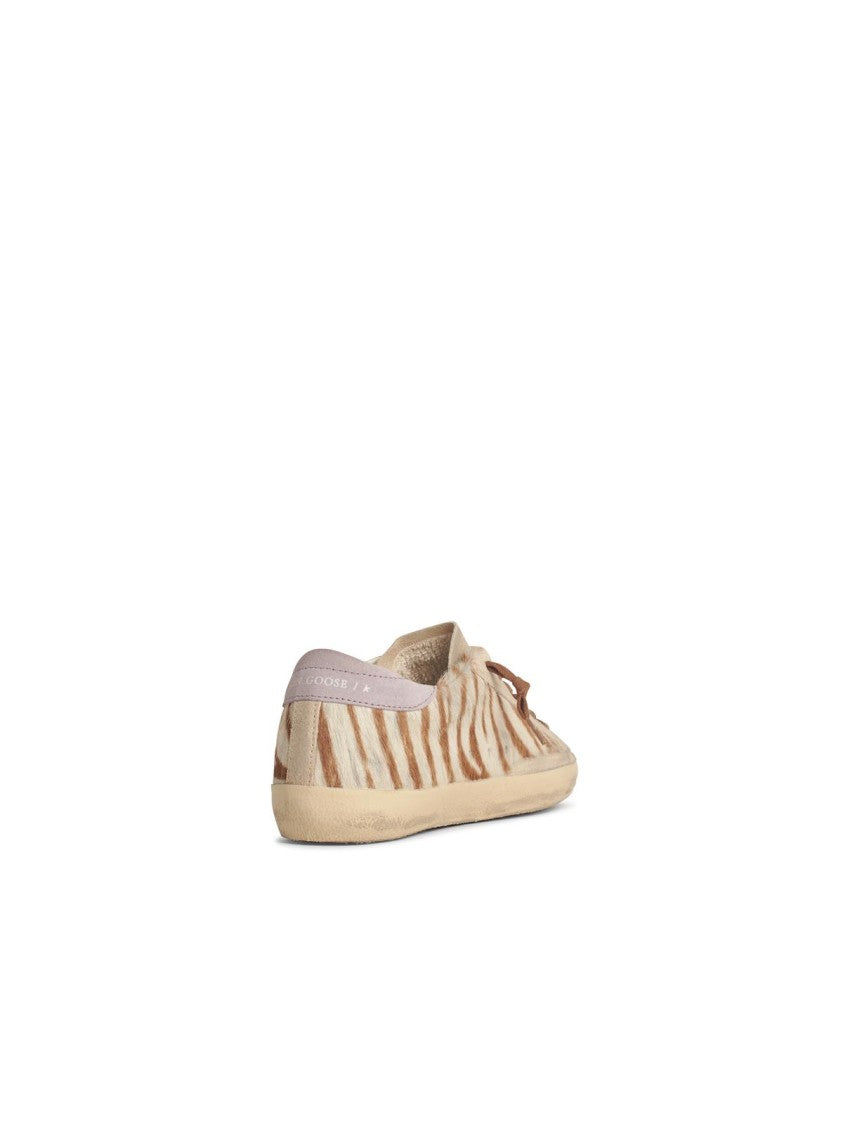 Golden Goose Zebra Pony Hair Sneakers With Silver Star
