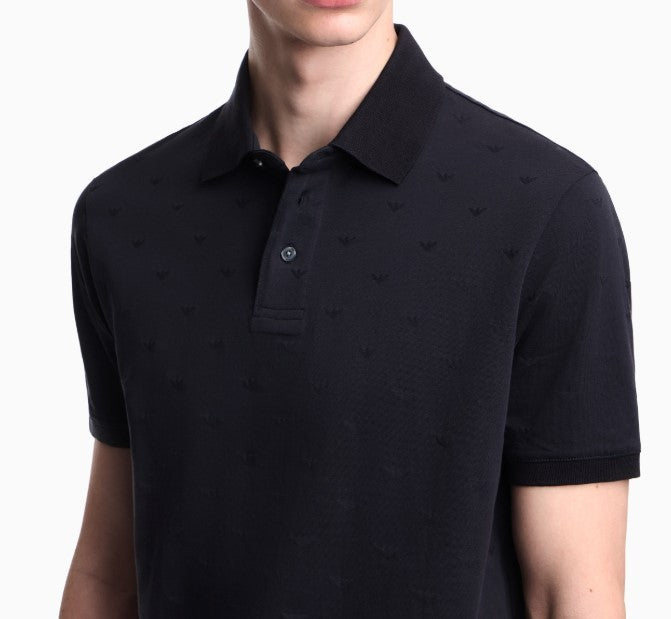 Emporio Armani Micro Eagle Jacquard Jersey Polo Shirt