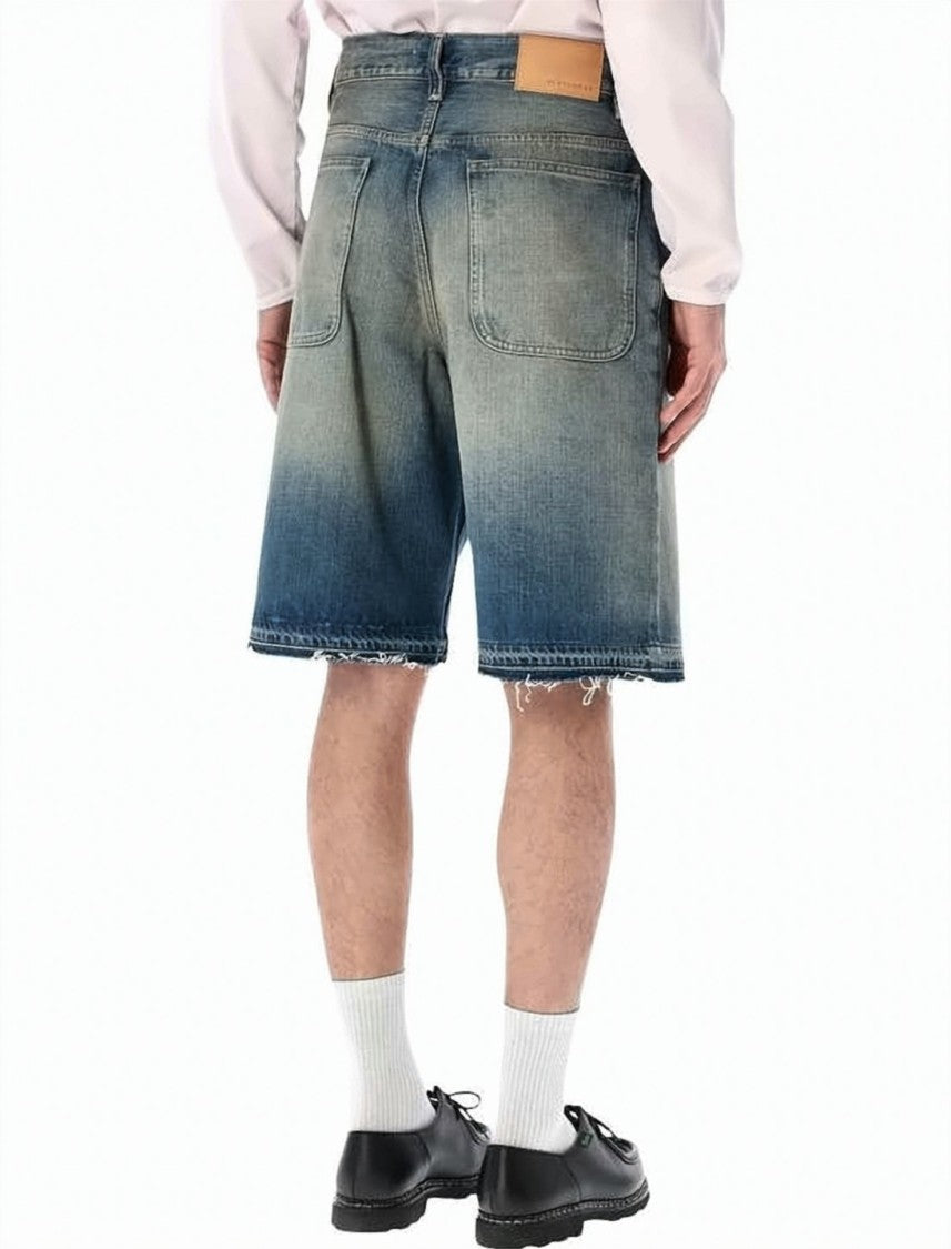 Sunflower Faded Blue Denim Shorts With Distressed Details