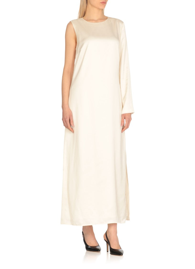 Peserico Aurea Ivory Viscose Oneshoulder Maxi Dress