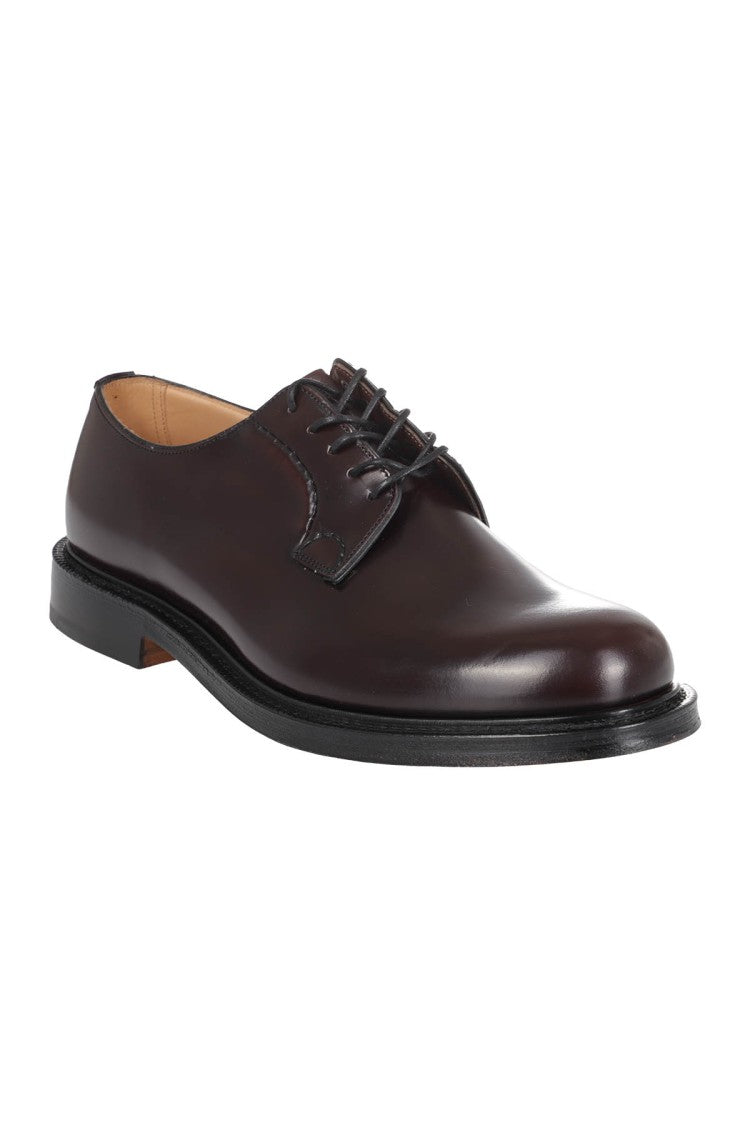 Church's Shannon Burgundy Polished Leather Lace-Up Shoes
