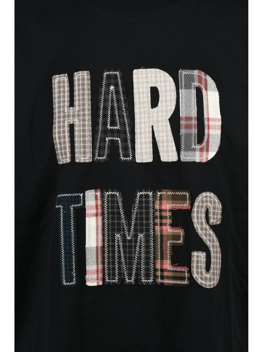 Moschino Black Patchwork Crew Neck Cotton T-Shirt