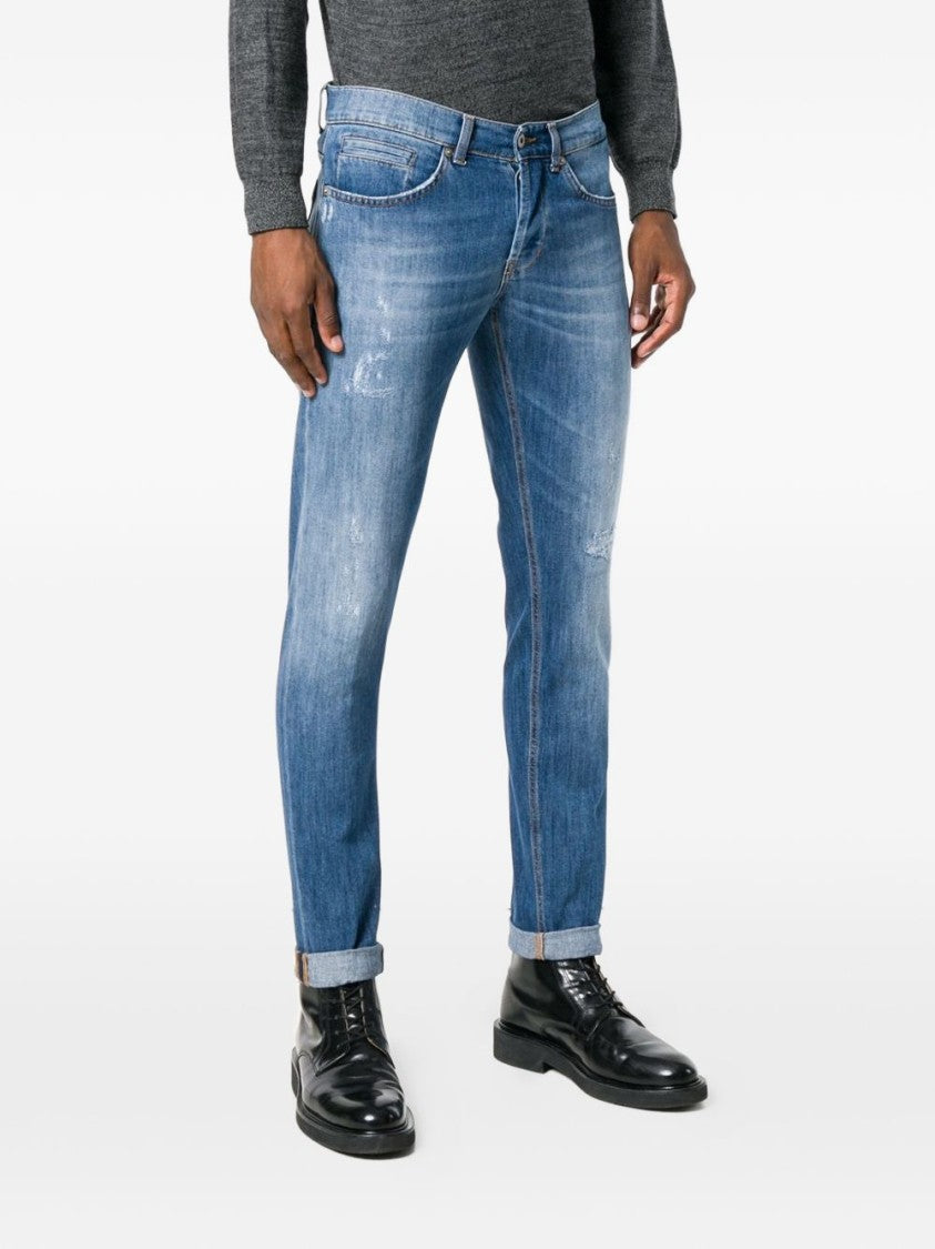 Dondup Classic Straight-Leg Denim Jeans With Distressed Finish