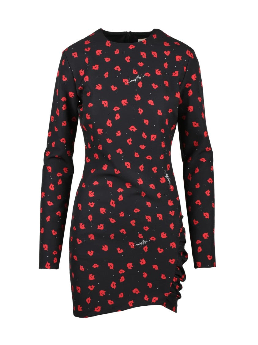 Aniye By Fitted Mini Dress With Playful Lip Print Design