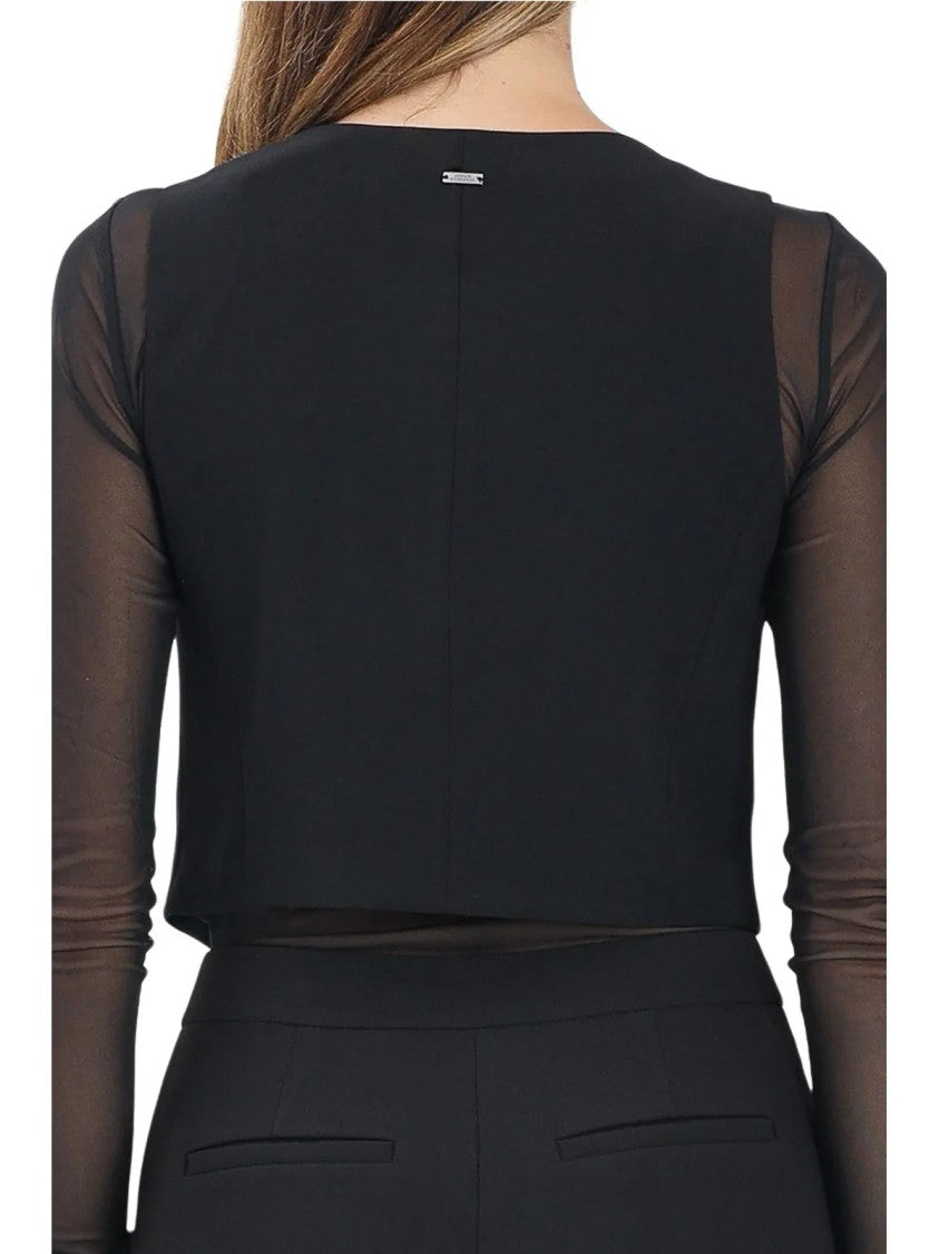 Armani Exchange Black Polyester Fitted Vest