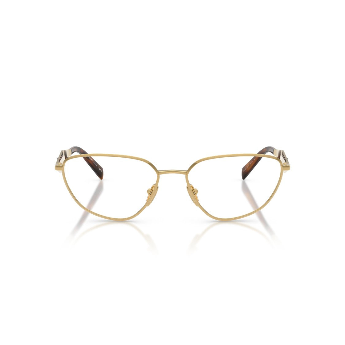 Prada Metal Frame Gold Finish Aviator-Inspired Eyeglasses