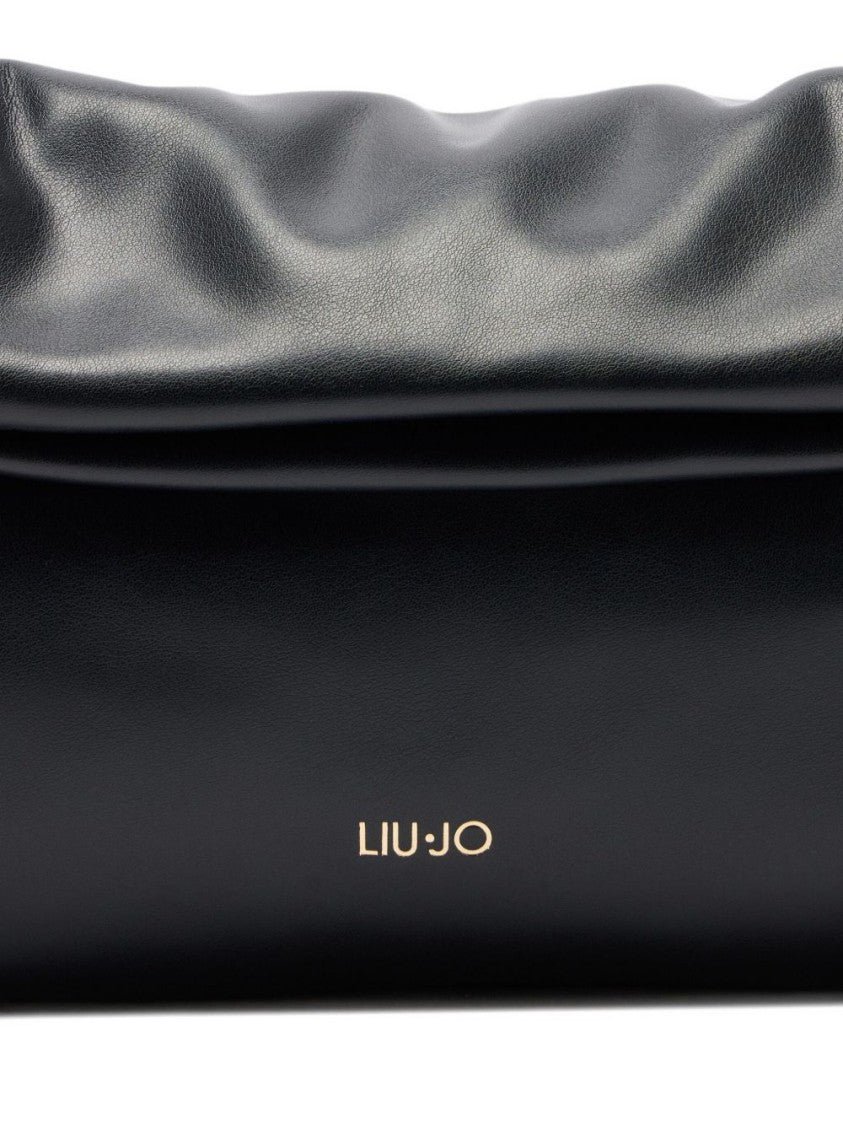 Liu Jo Black Clutch With Sophisticated Ruched Texture
