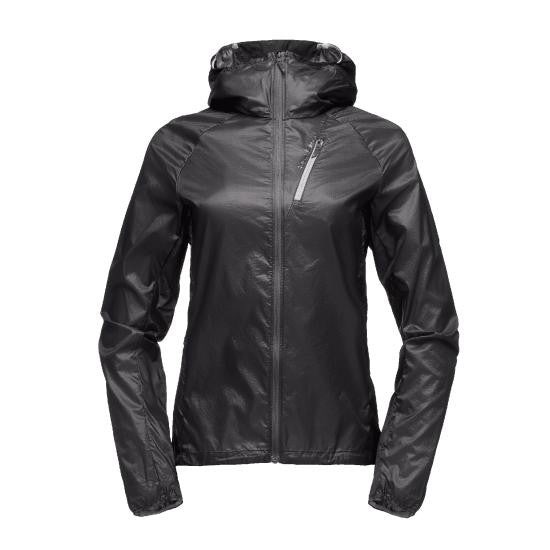 Black Diamond Smooth-Finish Black Jacket With Hood And Zip Pocket