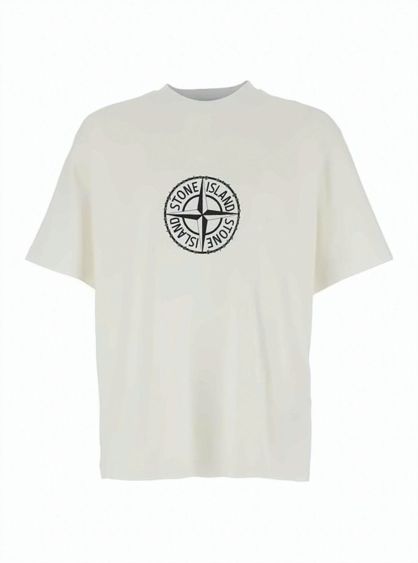 Stone Island Neutrals Relaxed Fit Circular Emblem T-Shirt