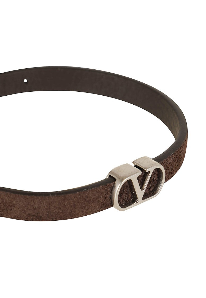 Valentino Garavani Vlogo Adjustable Suede Leather Strap Bracelet