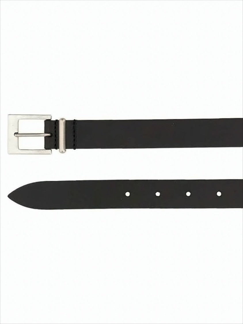 Isabel Marant Minimalist Black Leather Belt With Polished Buckle