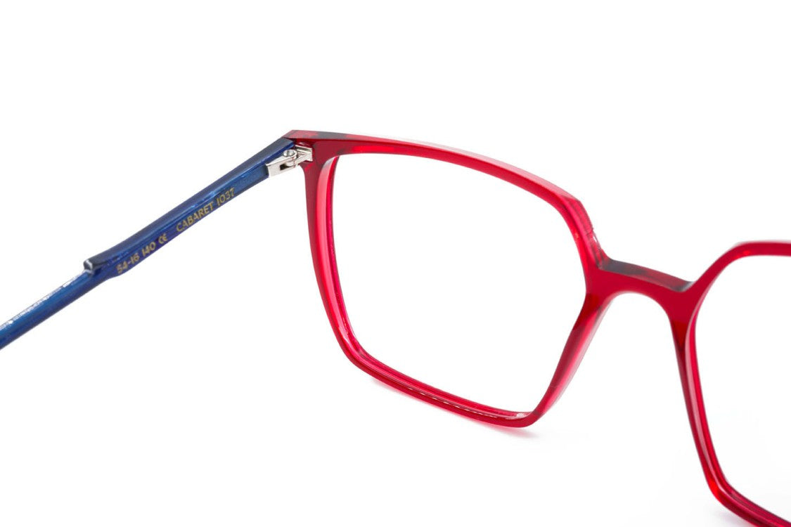 Blush Caroline Abram Cabaret Transparent Red Acetate Square Eyeglasses