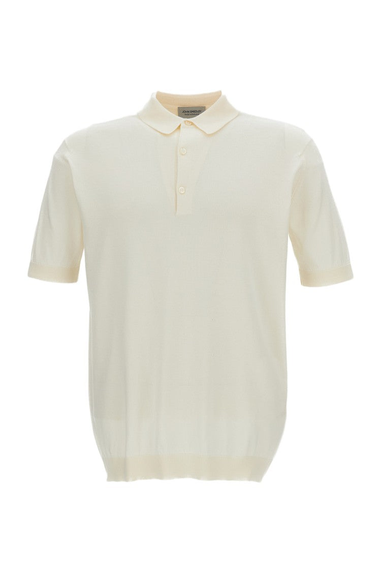 John Smedley White Cotton Polo T-Shirt