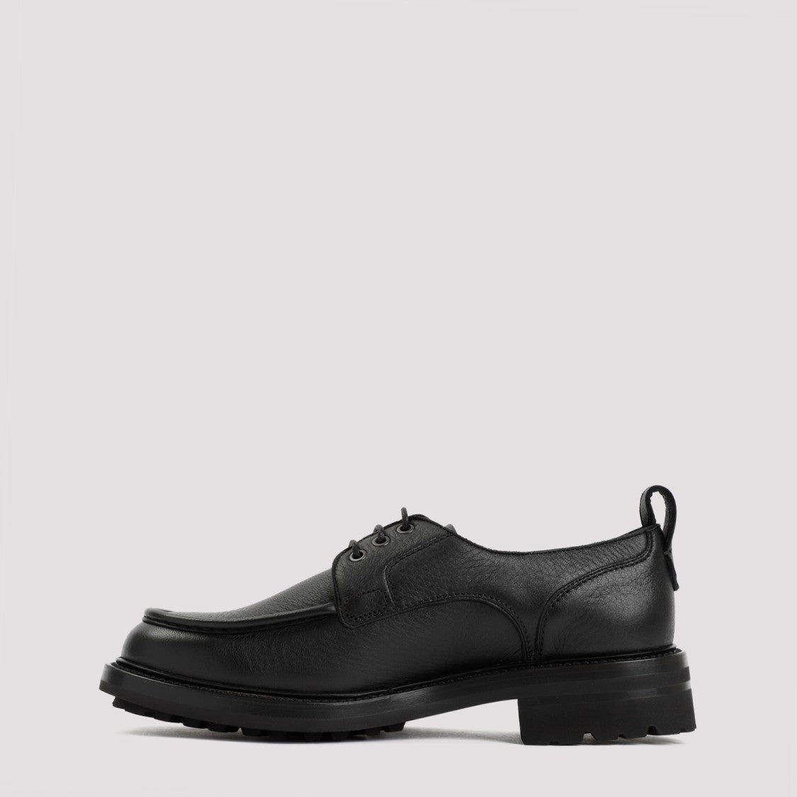 Brioni Black Grained Leather Derbies