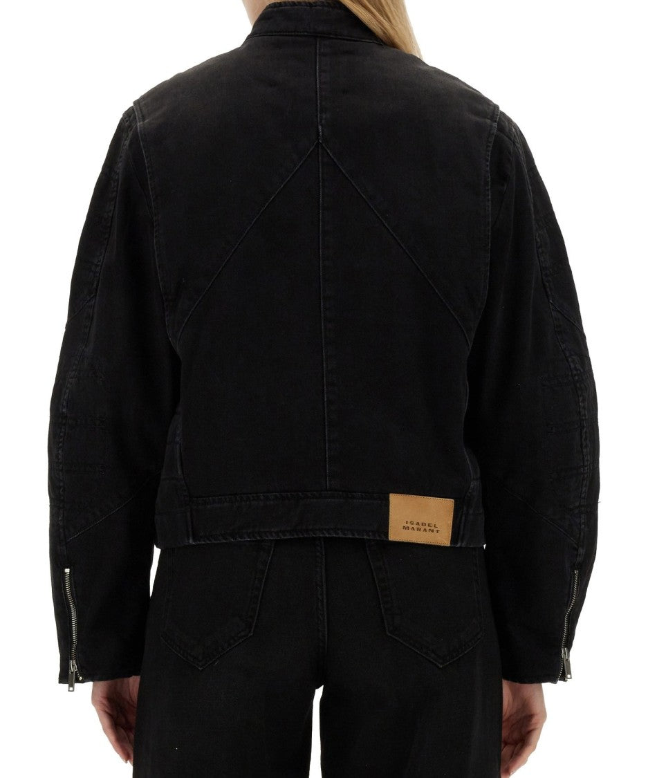 Isabel Marant Cropped Black Denim Jacket With Boxy Silhouette