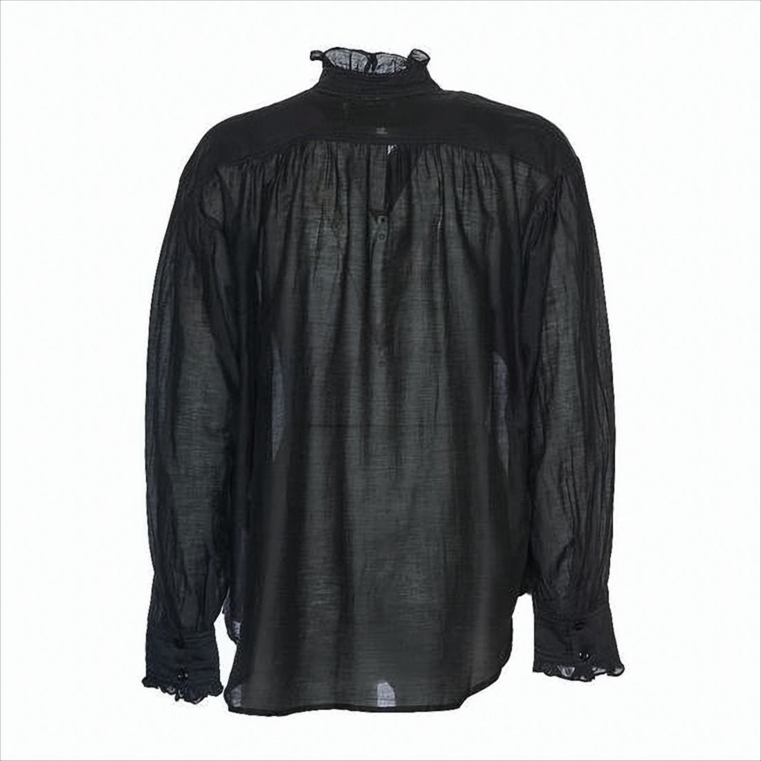 Isabel Marant Semi-Transparent Blouse With Ruffled Neckline And Puff Sleeves
