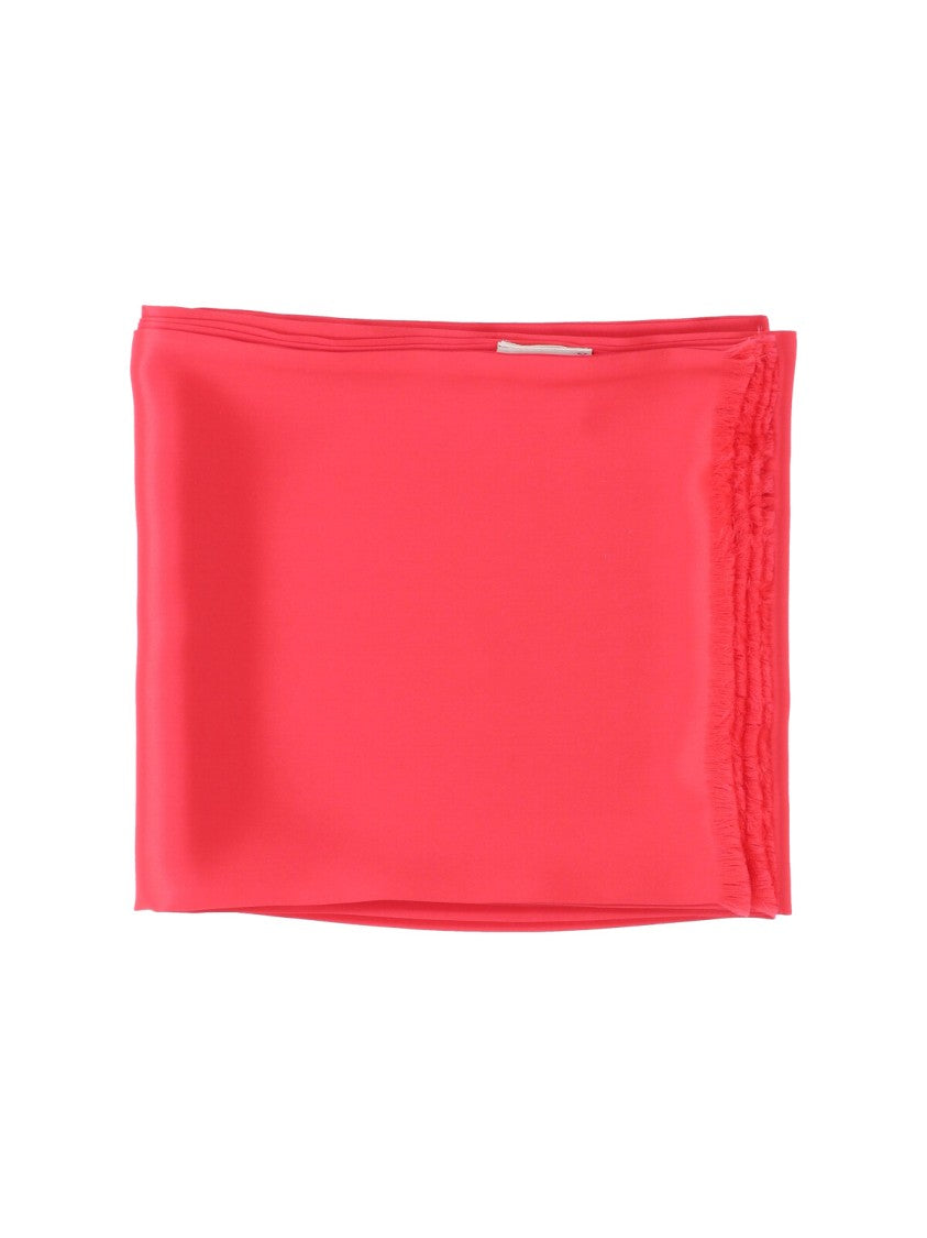 Destin Rectangular Silk Scarf With Fringed Edges