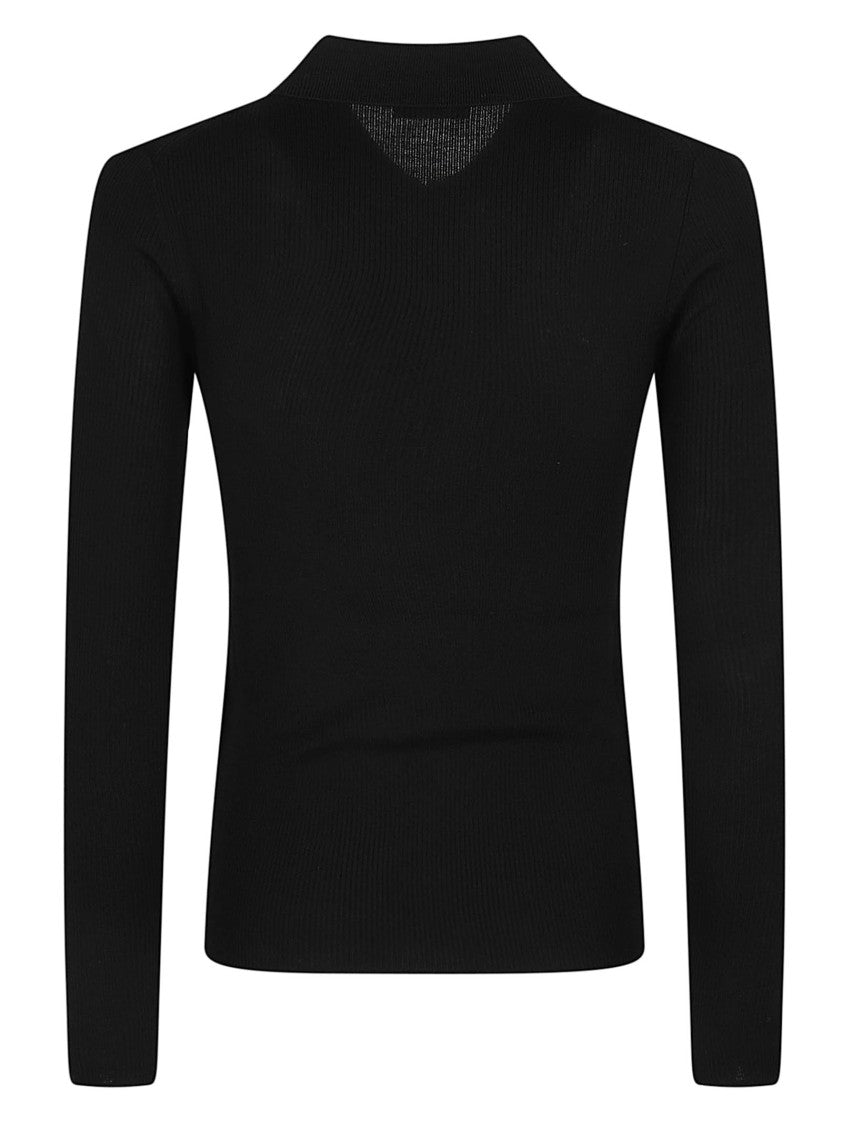 P.A.R.O.S.H. Long Polo Neck Ribbed Wool Polo Shirt