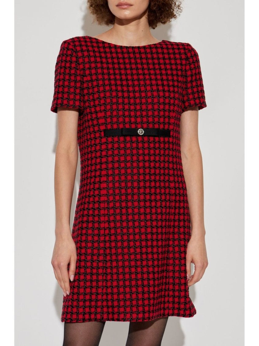 Versace Black And Red Tweed Mini Dress