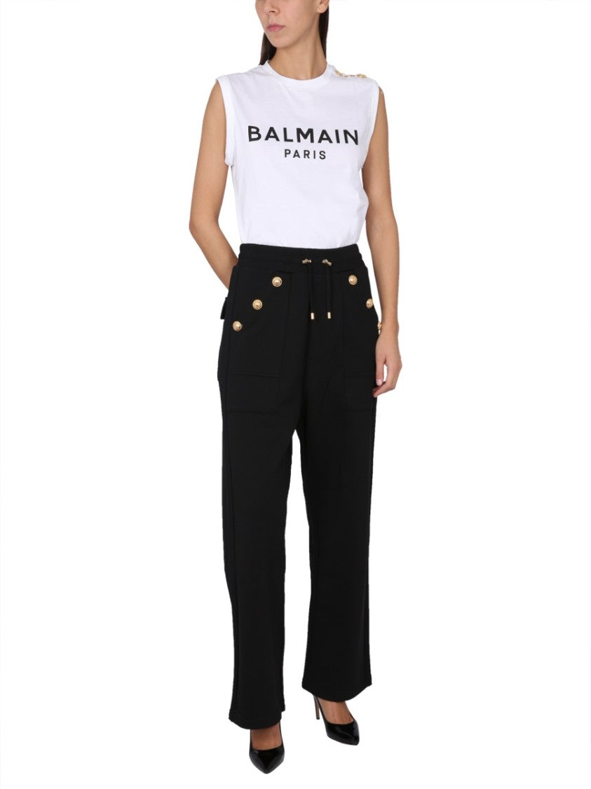 Balmain Sleeveless White T-Shirt