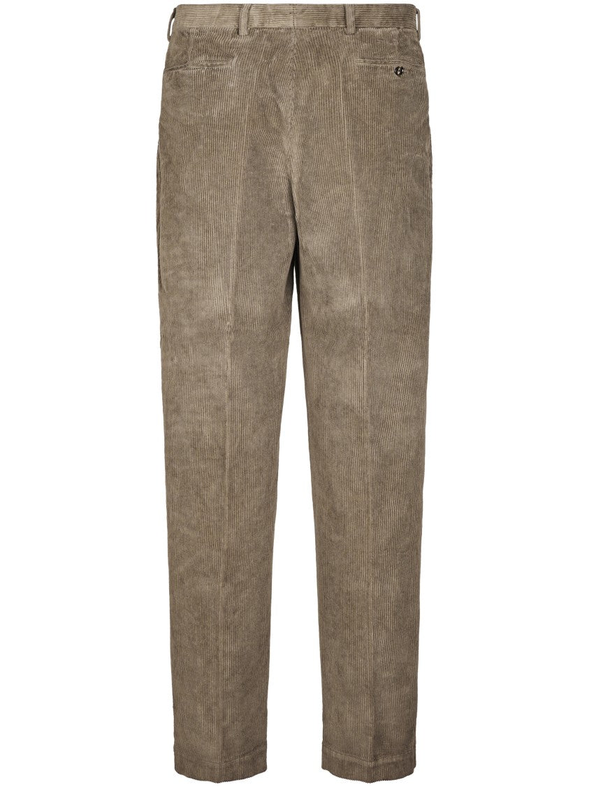 Cellar Door Straight-Leg Brown Corduroy Trousers With Mid-Rise Waist