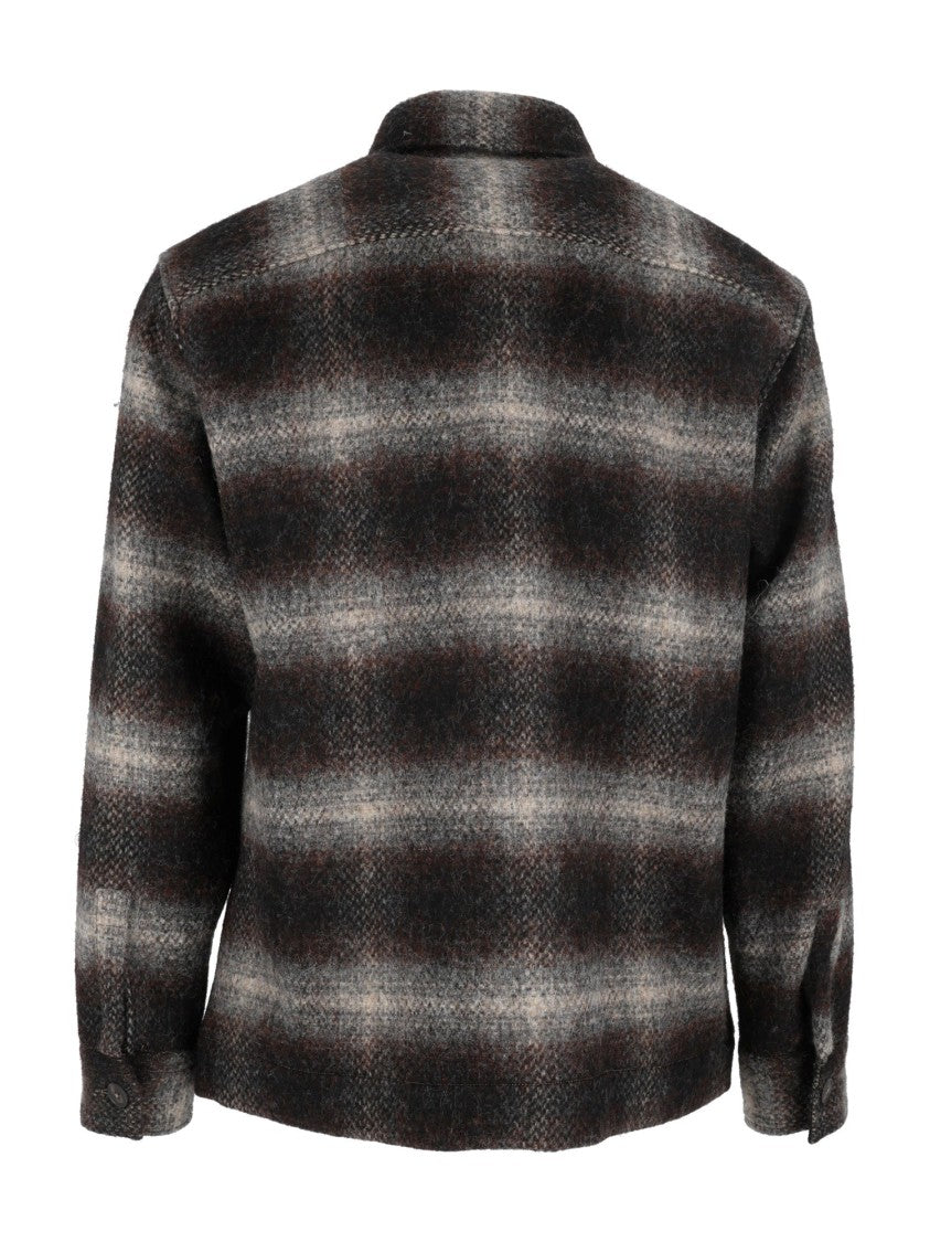 Xacus Gradient Plaid Virgin Wool Shirt-Jacket