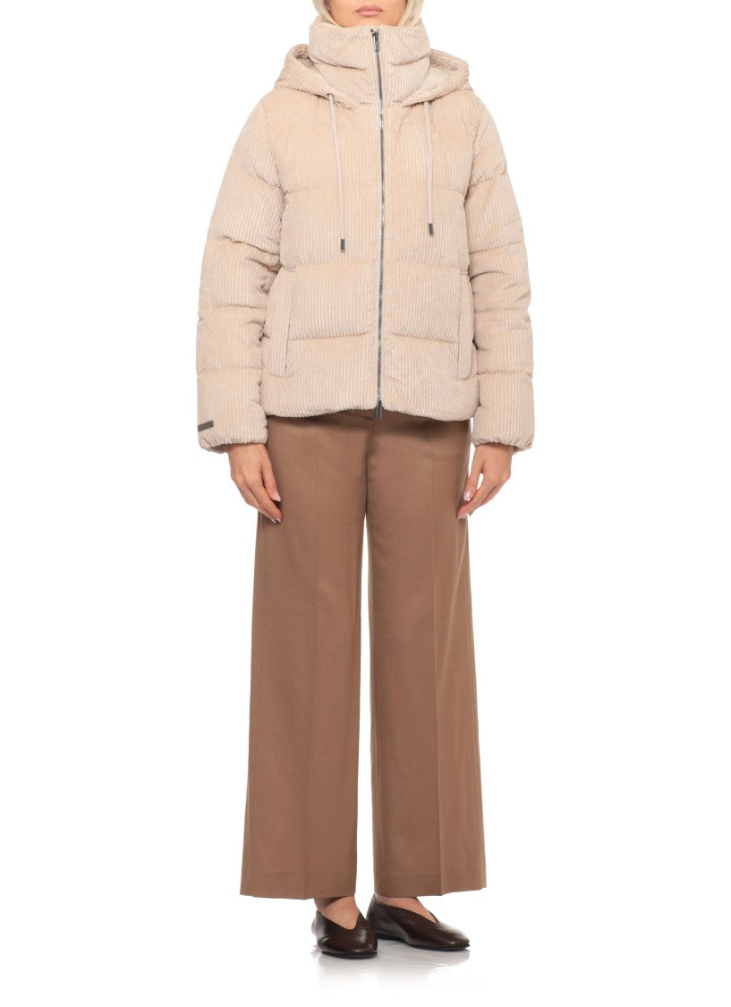 Peserico Beige Hooded Quilted Cotton-Blend Down Jacket