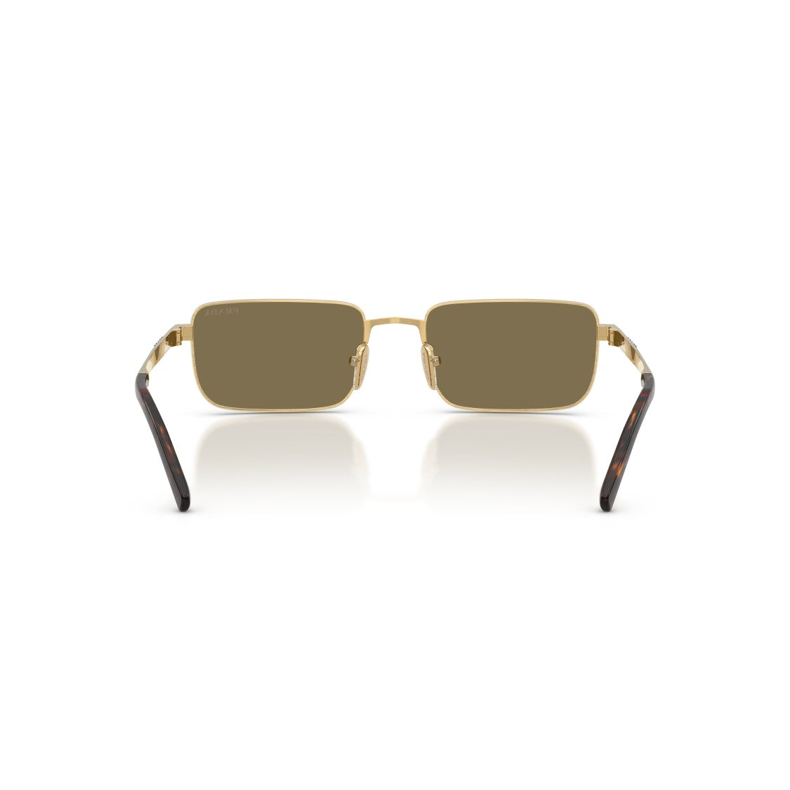 Prada Rectangular Metal Frame Sunglasses With Tortoiseshell Temples