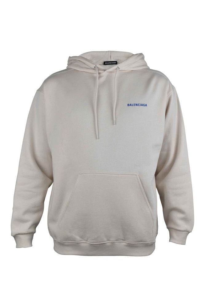 Balenciaga White Cotton Hooded Sweatshirt