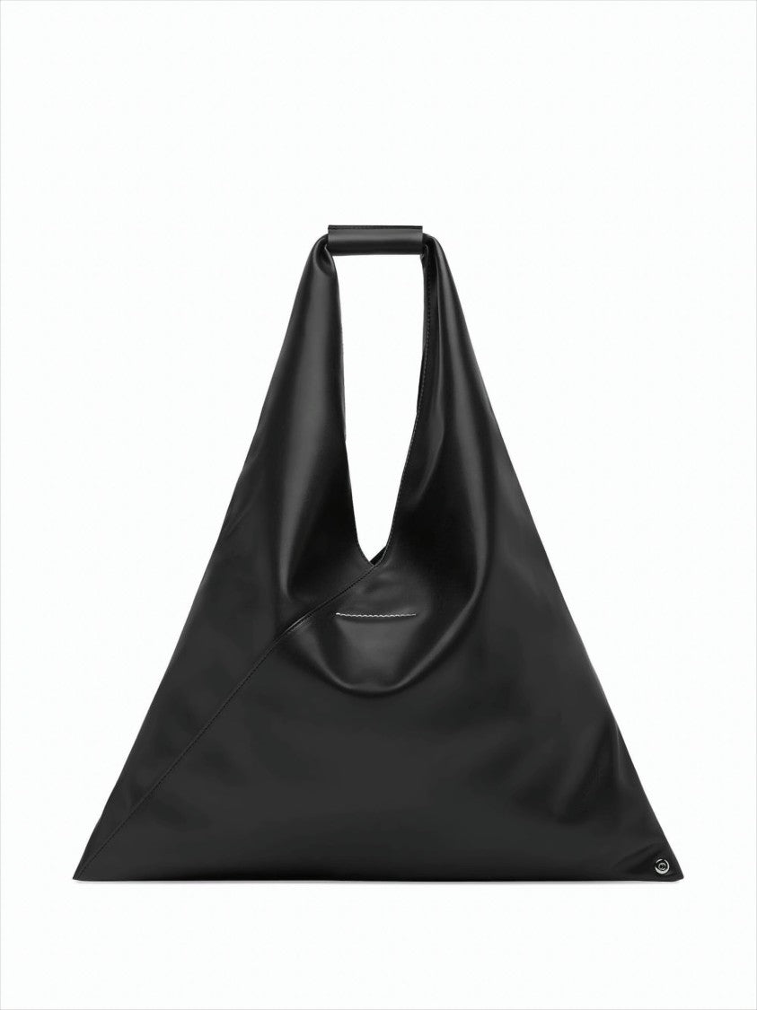 Mm6 By Maison Margiela Triangular Black Handbag With Geometric Design