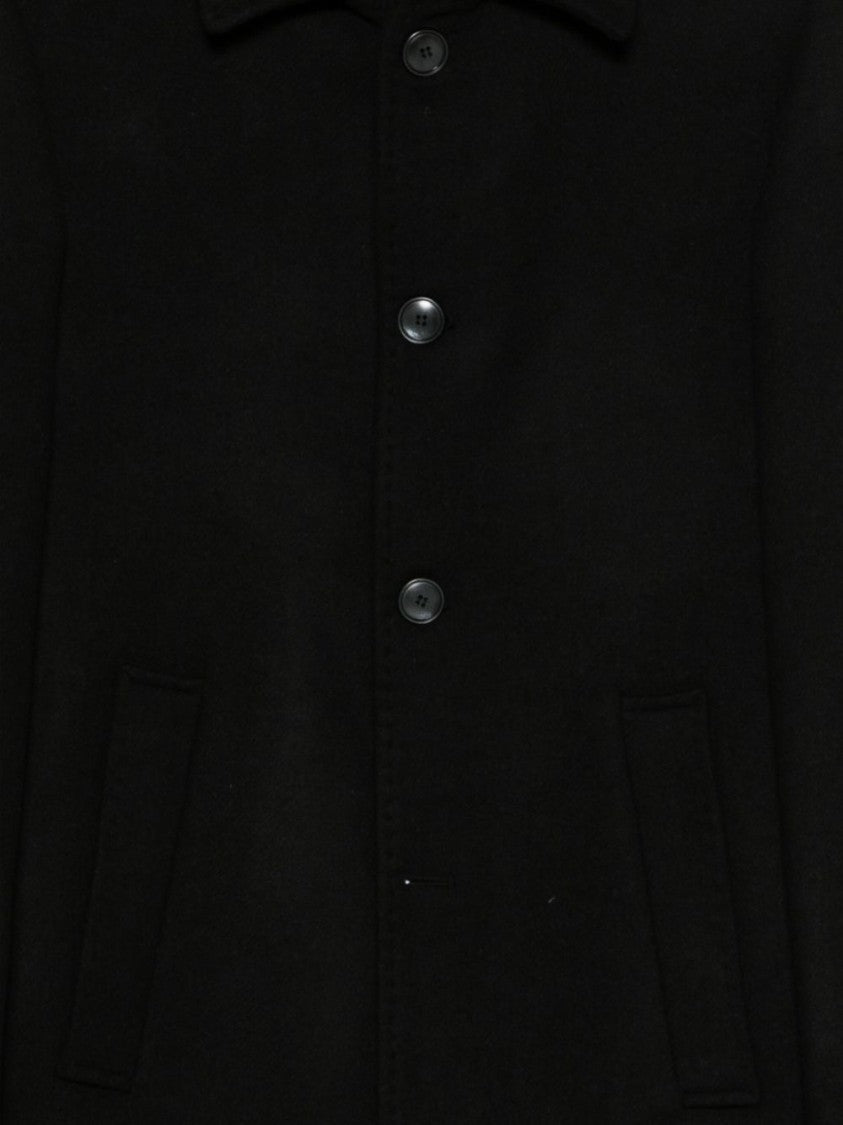 Daniele Alessandrini Tailored Black Coat With Classic Collar