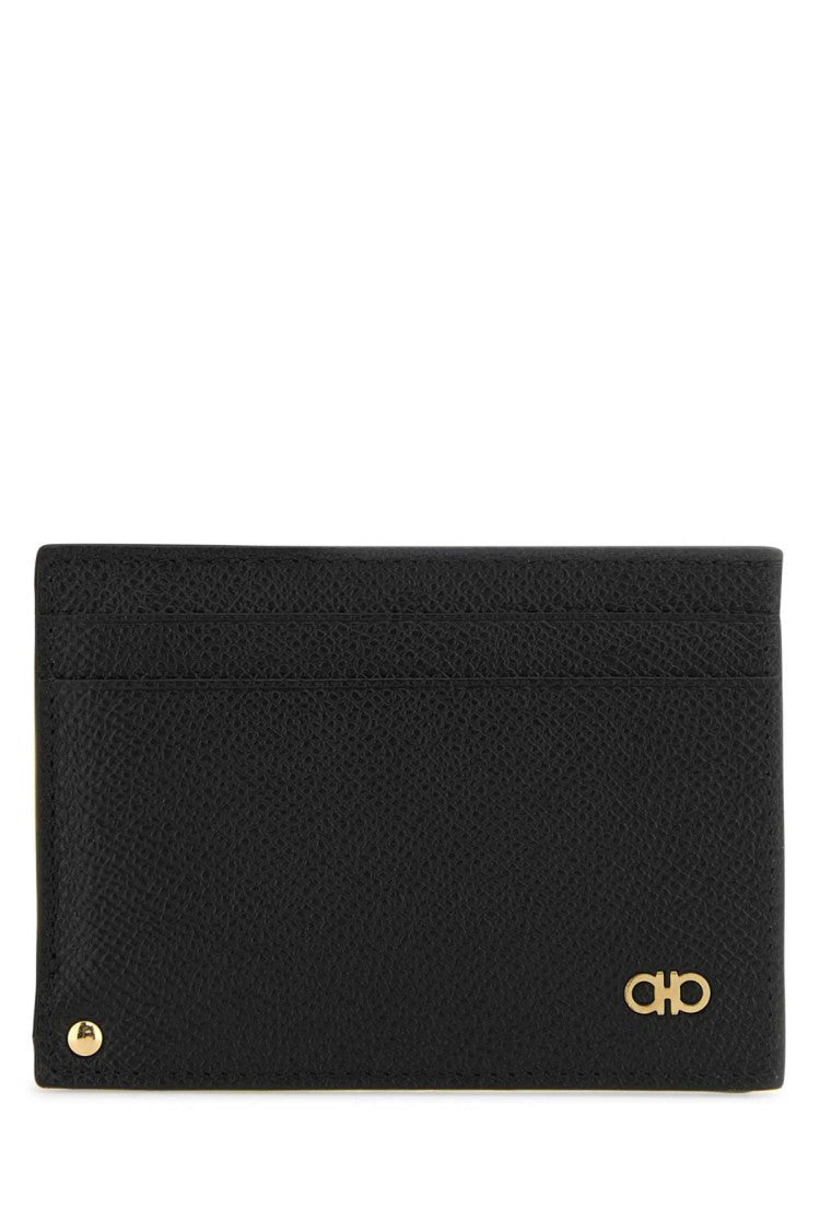 Salvatore Ferragamo Black Leather Card Holder