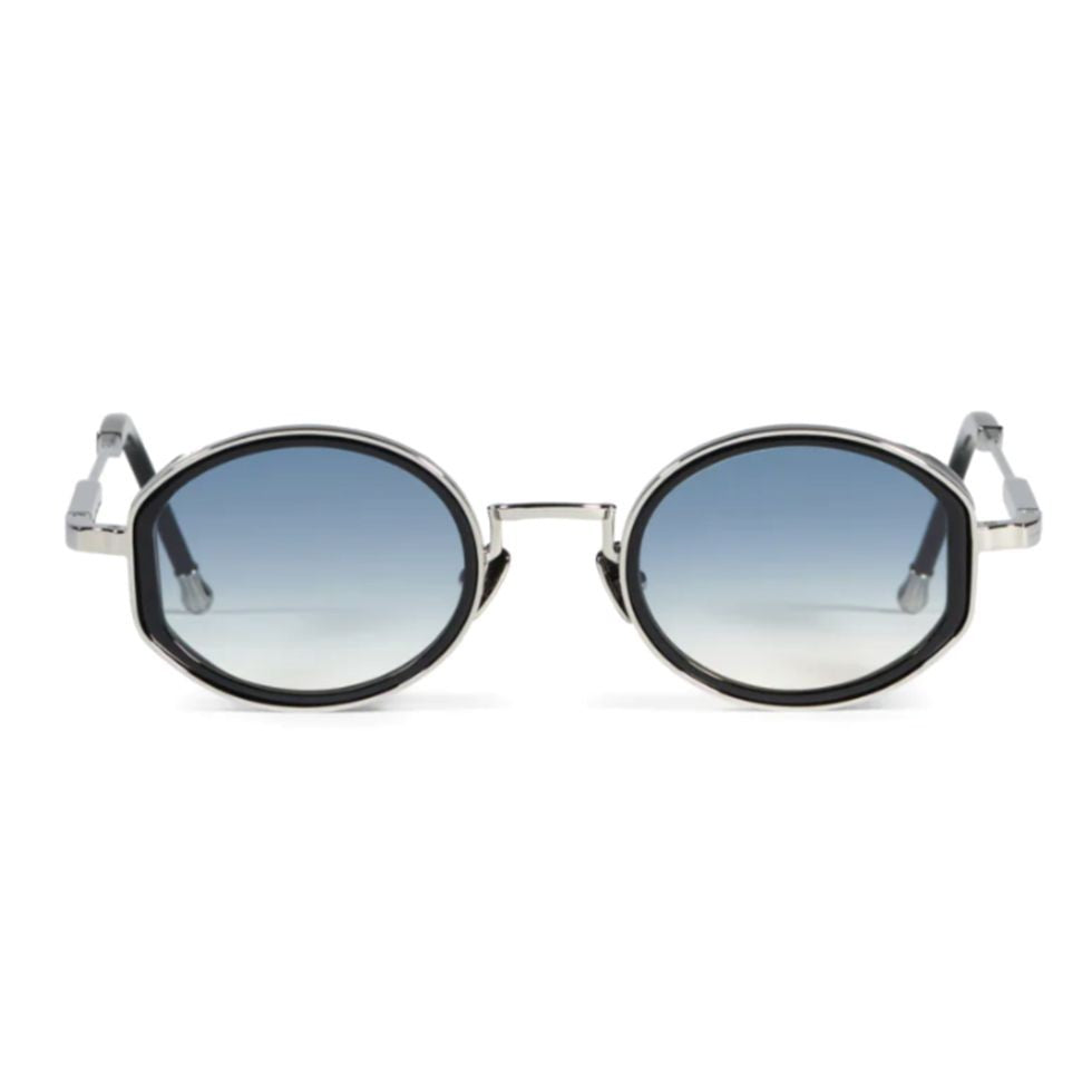 John Dalia Jared Round Gradient Tint Sunglasses With Metallic Silver Frames