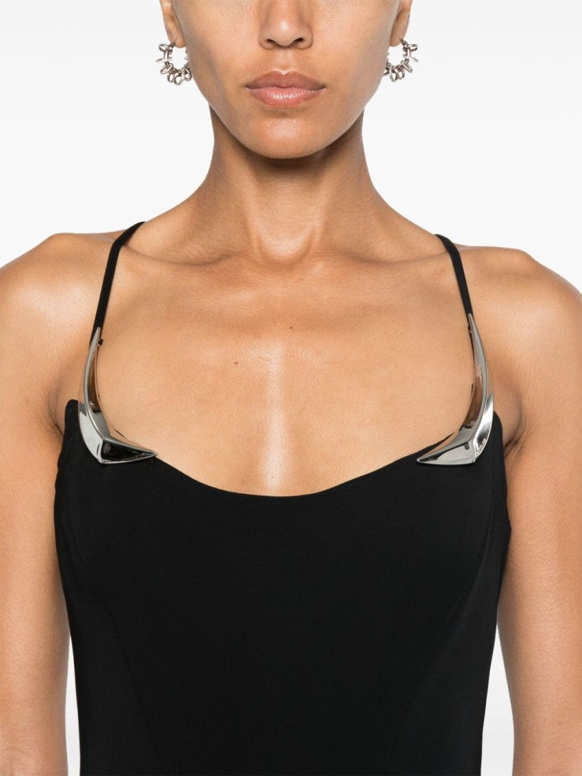 Mugler Mid-Length Black Stretch Dress