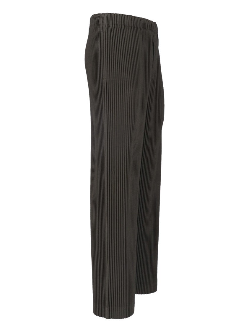 Homme Plissé Issey Miyake Brown Elastic Waist Pleated Straight-Leg Pants