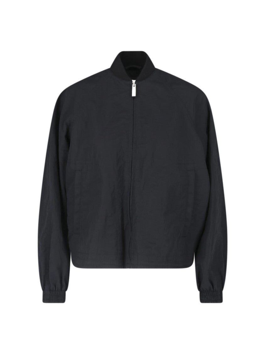 Laminar Black Sleek Zip-Up Minimalist Bomber Jacket