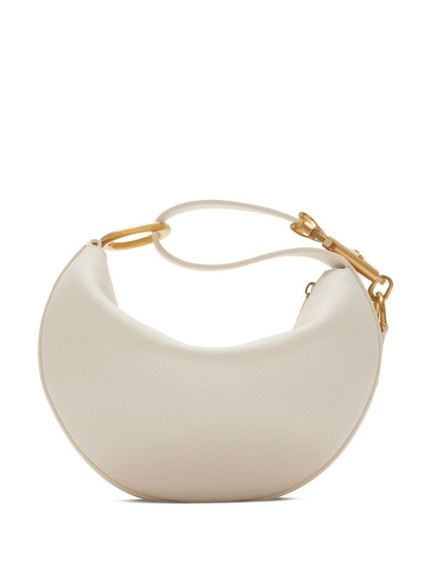 Burberry Crescent-Shaped Textured Bag With Gold-Tone Hardware