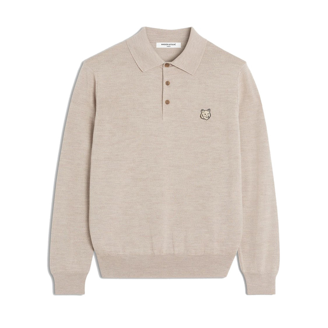 Maison Kitsuné Polo-Collar Wool Sweatshirt With Embroidered Logo