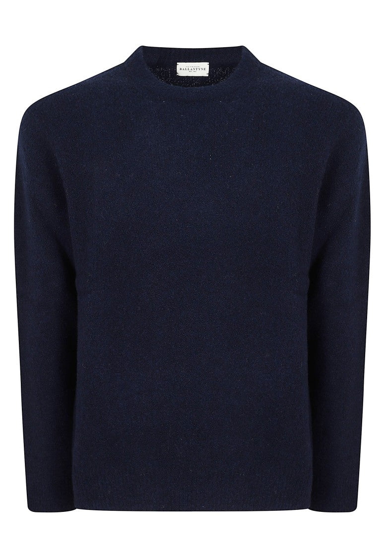 Ballantyne Crewneck Wool Sweater With Ribbed Details And Diamond Signature