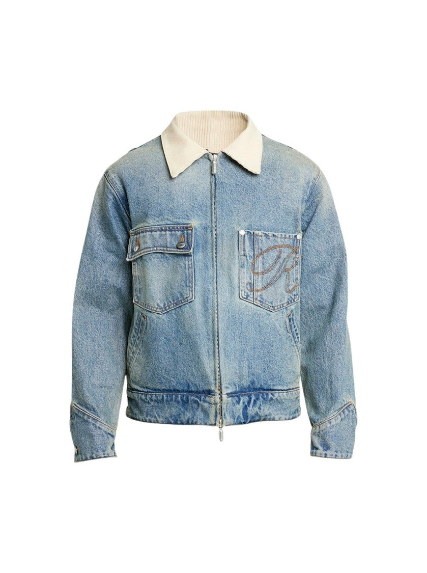Rhude Western Zip Up Denim Jacket Indigo