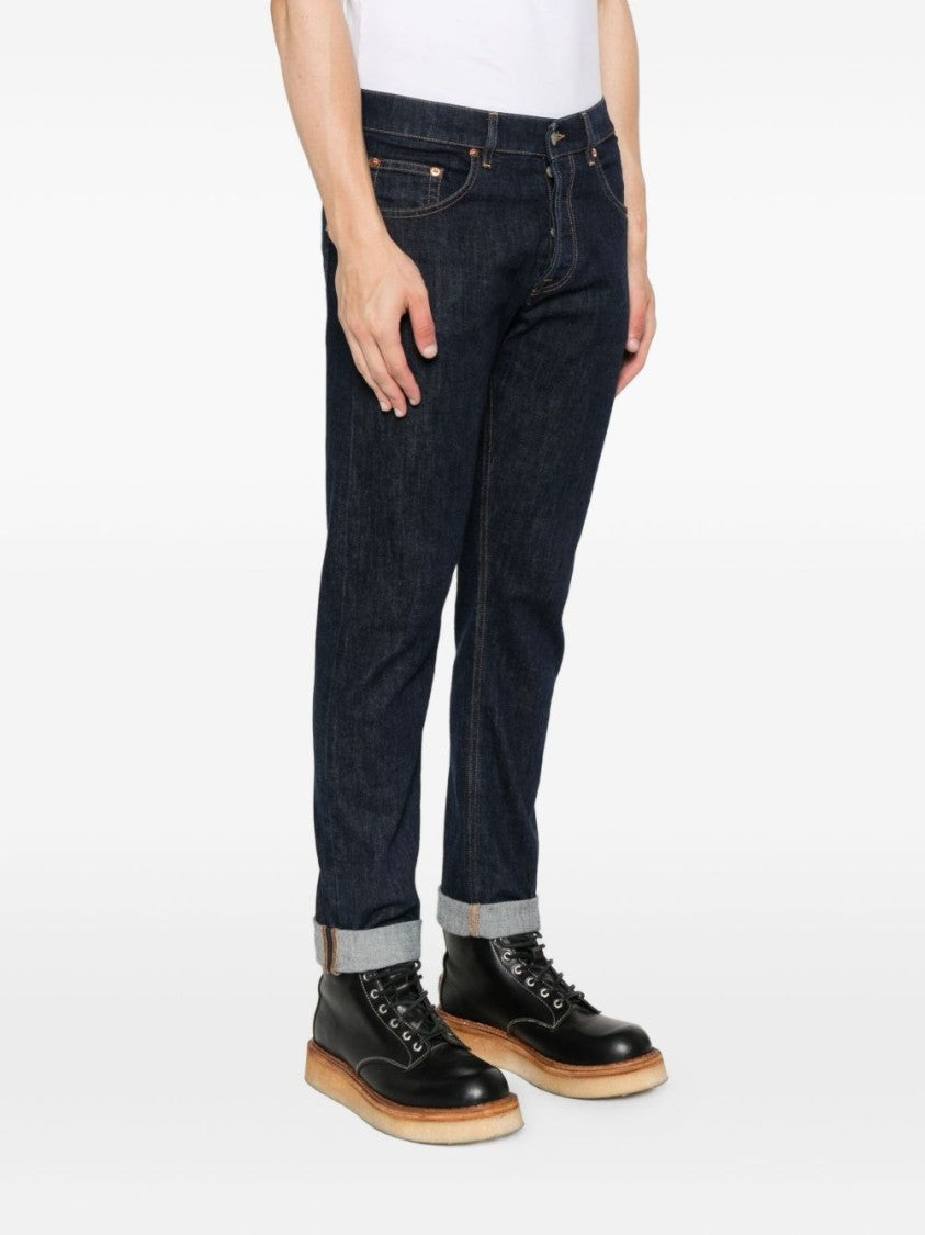 Dondup Straight-Leg Dark Indigo Jeans With Contrast Stitching