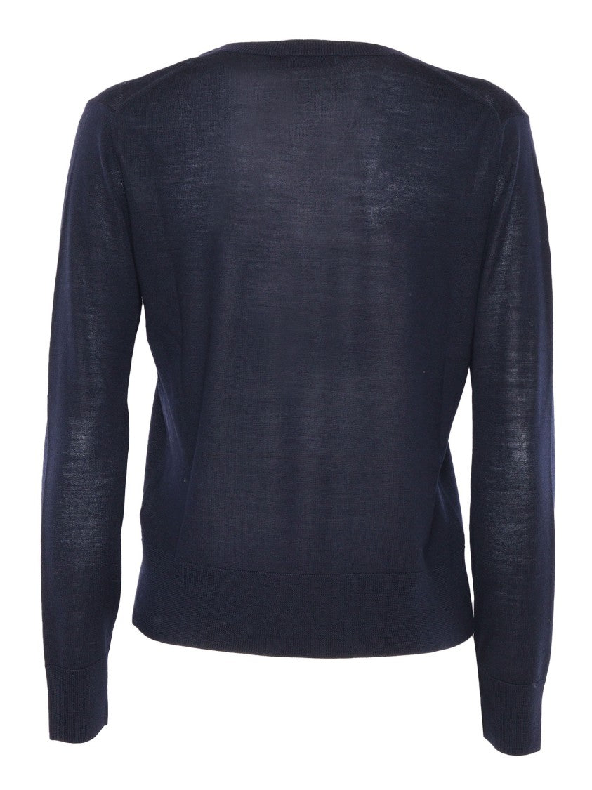 Ballantyne Deep V-Neck Wool Pullover With Ribbed Hem